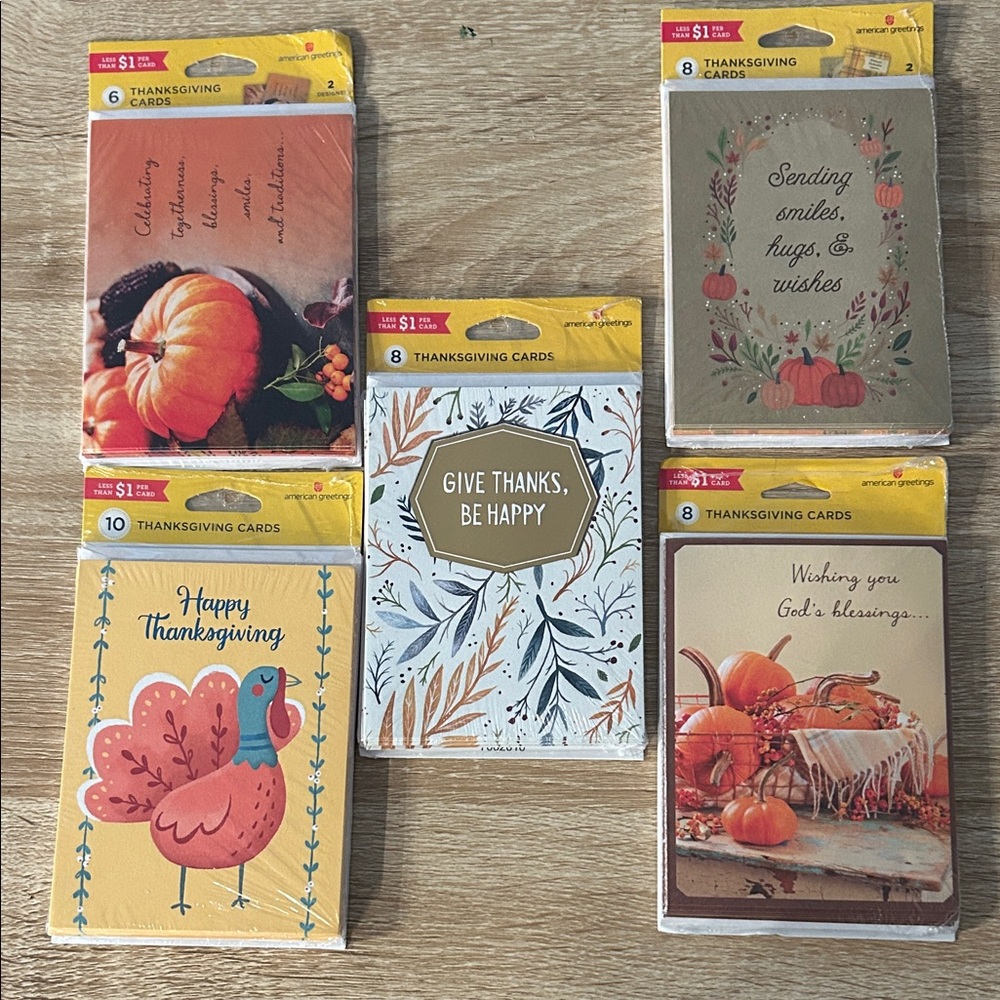 American Greetings Thanksgiving Cards Assortment - Orange, Brown, Green